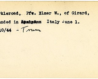 World War II, Vindicator, Elmer W. Harkleroad, Girard, wounded, Italy, 1944, Trumbull