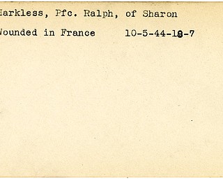 World War II, Vindicator, Ralph Harkless, Sharon, wounded, France, 1944
