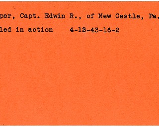 World War II, Vindicator, Edwin R. Harper, New Castle, Pennsylvania, killed, 1943