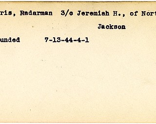 World War II, Vindicator, Jeremiah H. Harris, North Jackson, wounded, 1944