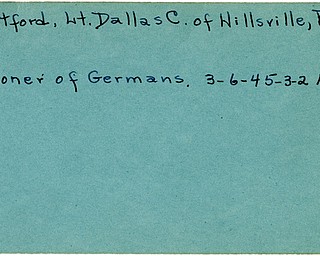 World War II, Vindicator, Dallas C. Hartford, Hillsville, Pennsylvania, prisoner, Germany, 1945, Mahoning