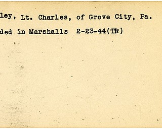 World War II, Vindicator, Charles Hartley, Grove City, Pennsylvania, wounded, Marshalls, 1944, Trumbull