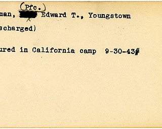 World War II, Vindicator, Edward T. Hartman, Youngstown, wounded, California, 1943, discharged