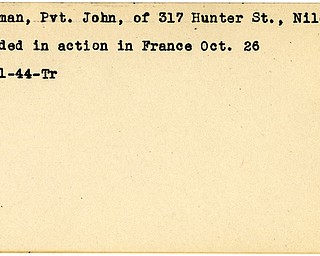 World War II, Vindicator, John Hartman, Niles, wounded, France, 1944, Trumbull