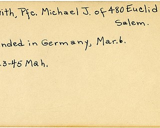 World War II, Vindicator, Michael J. Harvith, Salem, wounded, Germany, 1945, Mahoning