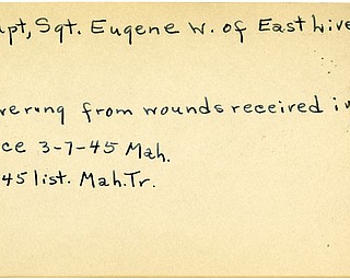 World War II, Vindicator, Eugene W. Haupt, East Liverpool, recovering, wounded, France, 1945, Mahoning, Trumbull