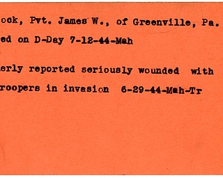 World War II, Vindicator, James W. Heacock, killed, D-Day, 1944, Mahoning, wounded, paratroopers, invasion, Trumbull, Greenville