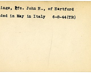 World War II, Vindicator, John H. Headings, Hartford, wounded, Italy, 1944, Trumbull