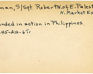 World War II, Vindicator, Robert W. Helman, East Palestine, wounded, Philippines, 1945, Trumbull