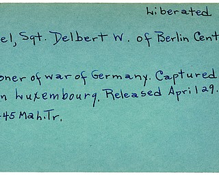 World War II, Vindicator, Delbert W. Helsel, Berlin Center, liberated, prisoner, Germany, 1944, 1945, Luxembourg, Mahoning, Trumbull