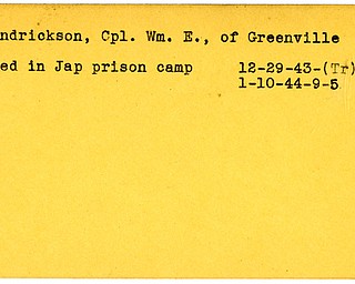 World War II, Vindicator, William E. Hendrickson, Greenville, killed, died, prisoner, 1943, 1944, Trumbull