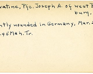World War II, Vindicator, Joseph A. Hervatine, Pittsburg, wounded, Germany, 1945, Mahoning, Trumbull