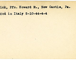 World War II, Vindicator, Howard R. Hetrick, New Castle, wounded, Italy, 1944