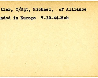 World War II, Vindicator, Michael Hettler, Alliance, Europe, wounded, 1944, Mahoning