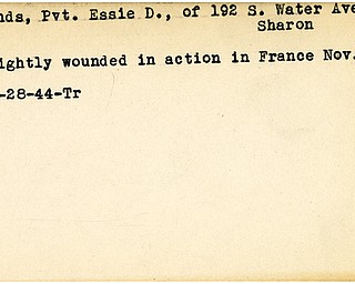 World War II, Vindicator, Essie D. Hinds, Sharon, wounded, France, 1944, Trumbull