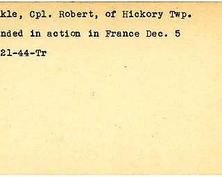 World War II, Vindicator, Robert Hinkle, Hickory Township, wounded, France, 1944, Trumbull