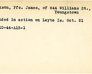 World War II, Vindicator, James Hinkson, Youngstown, wounded, Leyte Island, 1944