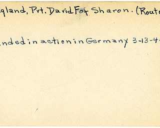 World War II, Vindicator, David F. Hoagland, Sharon, wounded, Germany, 1945, Trumbull