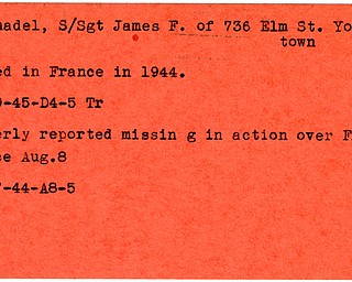 World War II, Vindicator, James F. Hochadel, Youngstown, killed, France, 1944, 1945, Trumbull, missing