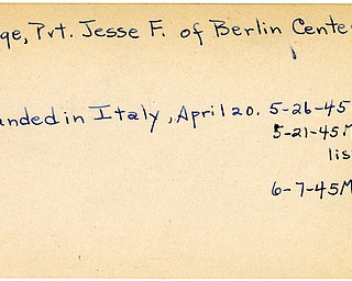 World War II, Vindicator, Jesse F. Hodge, Berlin Center, wounded, Italy, 1945, Mahoning, Trumbull