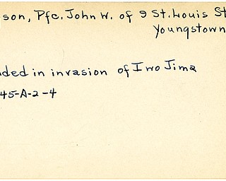 World War II, Vindicator, John W. Hodgson, Youngstown, wounded, Iwo Jima, 1945