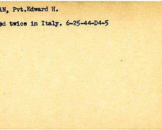World War II, Vindicator, Edward H. Hoffman, wounded, twice, Italy, 1944
