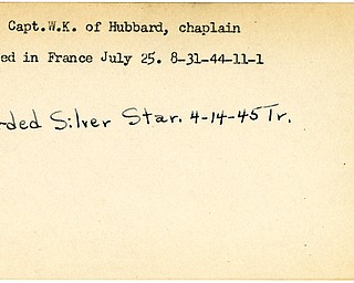 World War II, Vindicator, W.K. Hogg, chaplain, wounded, France, 1944, Award, Silver Star, 1945, Trumbull