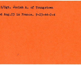 World War II, Vindicator, Josiah A. Hogue, Youngstown, killed, France, 1944