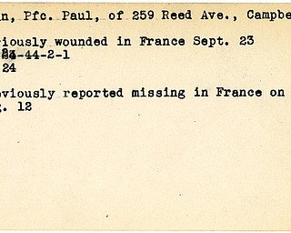 World War II, Vindicator, Paul Holan, Campbell, missing, wounded, France, 1944