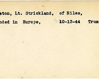 World War II, Vindicator, Strickland Holeton, Niles, wounded, Europe, 1944, Trumbull