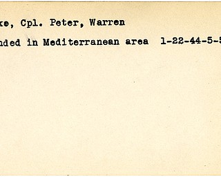 World War II, Vindicator, Peter Holke, Warren, wounded, Mediterranean, 1944