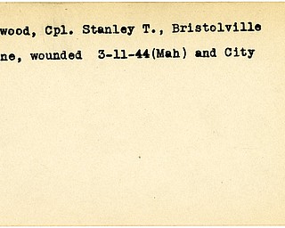 World War II, Vindicator, Stanley T. Homewood, Bristolville, marine, wounded, 1944, Mahoning, City