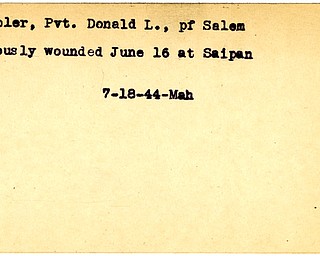 World War II, Vindicator, Donald L. Hoobler, Salem, wounded, Saipan, 1944, Mahoning