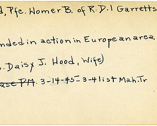World War II, Vindicator, Homer B. Hood, Garrettsville, wounded, Europe, 1945, Mahoning, Trumbull, Daisy J. Hood