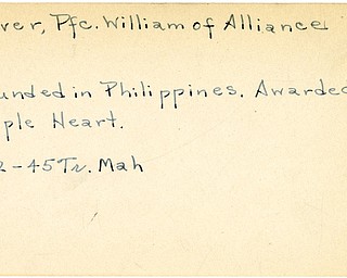 World War II, Vindicator, William Hoover, Alliance, wounded, Philippines, award, Purple Heart, 1945, Trumbull, Mahoning