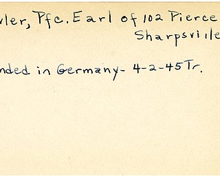World War II, Vindicator, Earl Hoovler, Sharpsville, wounded, Germany, 1945, Trumbull