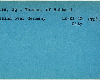 World War II, Vindicator, Thomas Hopes, Hubbard, missing, Germany, 1943, Trumbull, City
