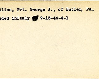 World War II, Vindicator, George J. Houllion, Butler, Pennsylvania, wounded, Italy, 1944