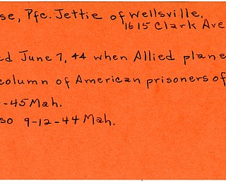 World War II, Vindicator, Jettie House, Wellsville, killed, 1944, Allied planes, American prisoners of war, 1945, Mahoning