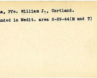 World War II, Vindicator, William J. Hoza, Cortland, wounded, Mediterranean, 1944, Mahoning, Trumbull