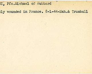 World War II, Vindicator, Michael Hudavoni, Hubbard, wounded, France, 1944, Mahoning, Trumbull