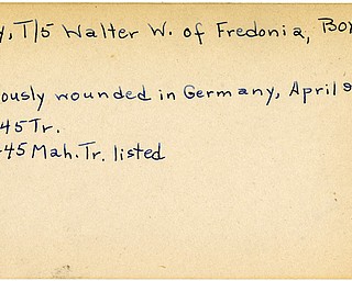 World War II, Vindicator, Walter W. Huey, Fredonia, wounded, Germany, 1945, Mahoning, Trumbull