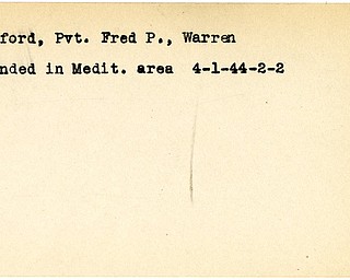 World War II, Vindicator, Fred P. Hufford, Warren, wounded, Mediterranean, 1944