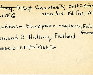World War II, Vindicator, Charles R. Huling, Hulling, New Castle, wounded, Europe, Germany, 1945, Mahoning, Trumbull, Raymond C. Hulling