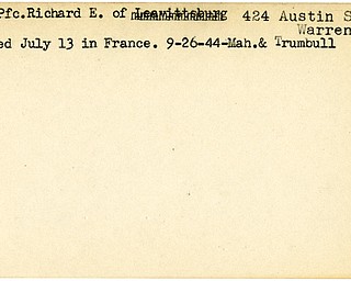 World War II, Vindicator, Richard E. Hurd, Warren, wounded, France, 1944, Mahoning, Trumbull