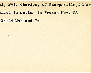 World War II, Vindicator, Charles Hurl, Sharpsville, wounded, France, 1944, Mahoning, Trumbull