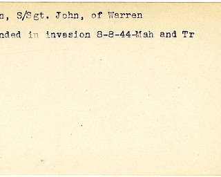 World War II, Vindicator, John Hurton, Warren, wounded, invasion, 1944, Mahoning, Trumbull