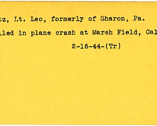 World War II, Vindicator, Leo Hutz, Sharon, Pennsylvania, killed, plane crash, Marsh Field, California