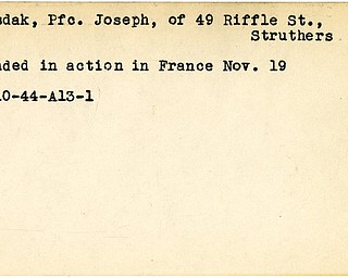 World War II, Vindicator, Joseph Hvisdak, Struthers, wounded, France, 1944