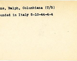 World War II, Vindicator, Ralph Irons, Columbiana, wounded, Italy, 1944